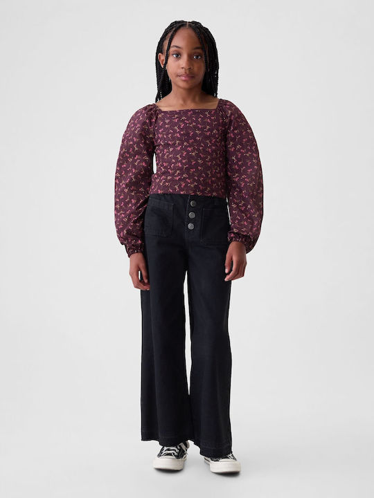 Kids' Crop Top Long Sleeve Burgundy