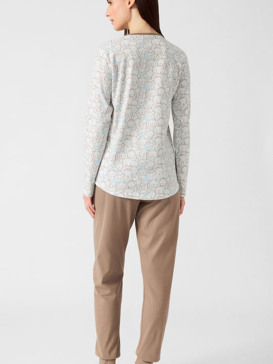Minerva Winter Women's Pyjama Set Brown Bunny