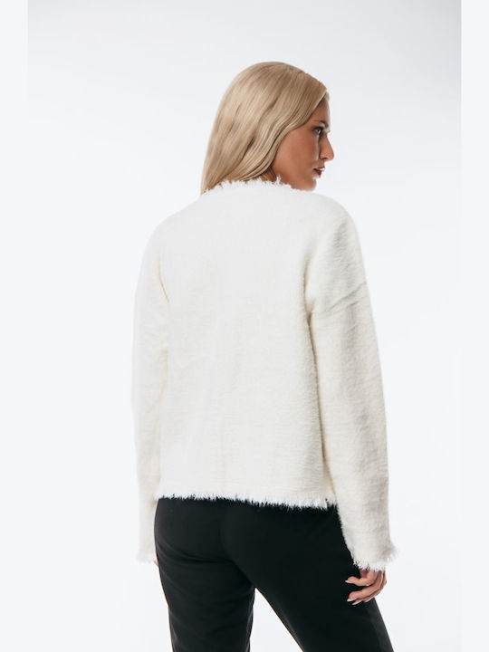 Women's Cardigan with Buttons White