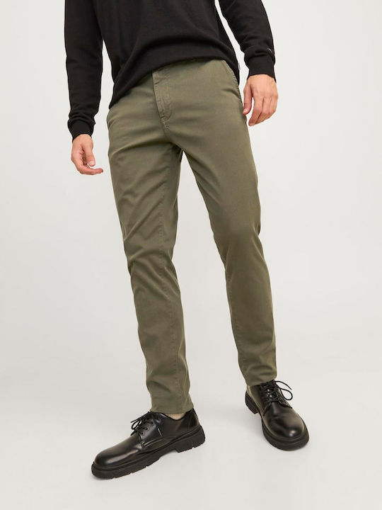 Trousers Chino Elastic in Slim Fit Olive Night (khaki)