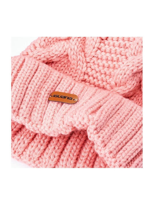 Iguana Pom Pom Beanie Beanie Knitted in Pink color