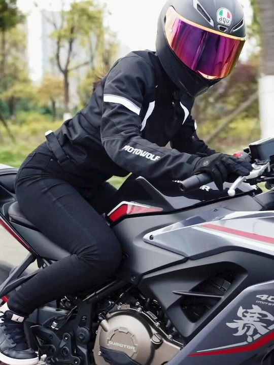 Motowolf Motowolf Damen Sommer Motorradjacke Wasserdicht Schwarz/Weiß
