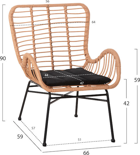 Sessel Allegra Beige-Black 66x59x90cm