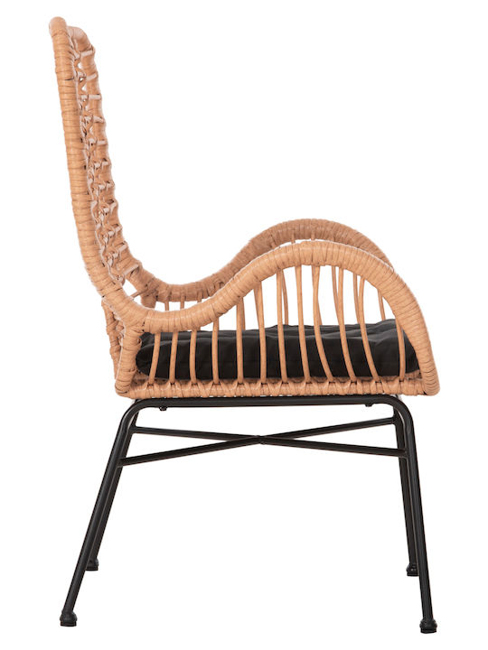 Fotoliu de exterior Rattan Allegra Beige-Black cu pernă 66x59x90cm