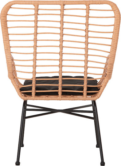 Outdoor Armchair Rattan Allegra Beige-black with Cushion 66x59x90cm