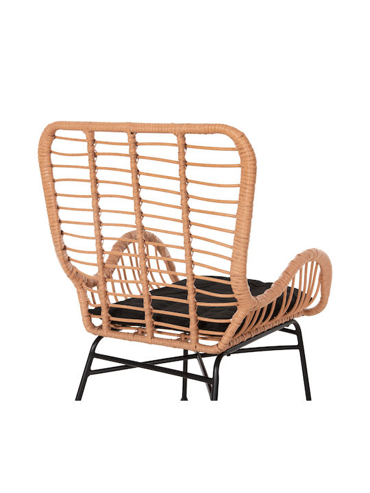 Fotoliu de exterior Rattan Allegra Beige-Black cu pernă 66x59x90cm