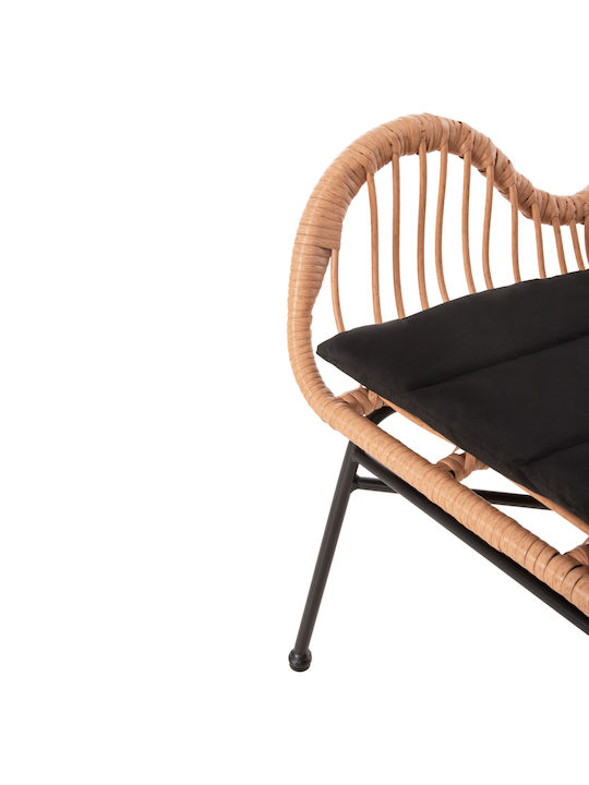 Fotoliu de exterior Rattan Allegra Beige-Black cu pernă 66x59x90cm