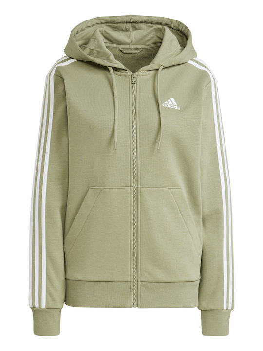 adidas Women's Hooded Fleece Cardigan Green