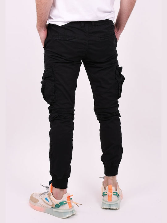 Tony Backer Herrenhose Cargo in Slim Passform Schwarz