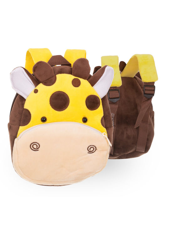 Teddy Backpack Zola 2 Pockets Giraffe Design Yellow 24 Cm