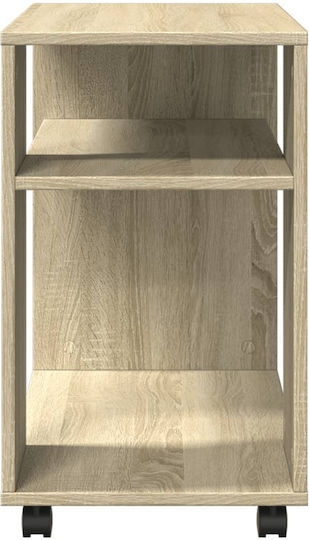 Rectangular Side Wooden Coffee Table with Wheels Sonoma Oak W70xL35xH60cm