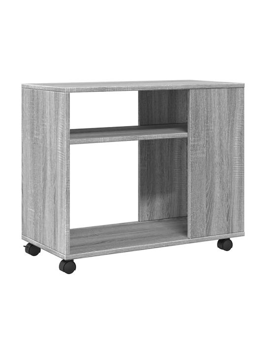 Rectangular Side Wooden Coffee Table with Gray Sonoma Wheels W70xL35xH60cm