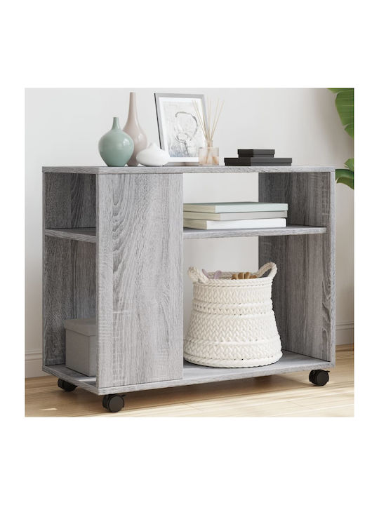 Rectangular Side Wooden Coffee Table with Gray Sonoma Wheels W70xL35xH60cm