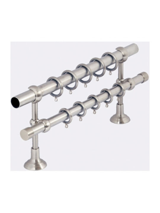 Metallic Curtain Pole Eco Elegant Double with Rod Φ25mm 140cm Nickel Satin