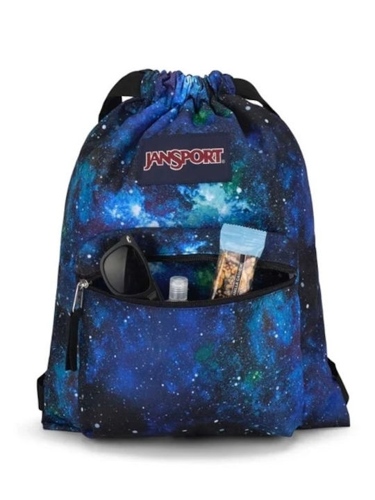 Rucsac albastru cu șnur imprimat Jansport Drawsack