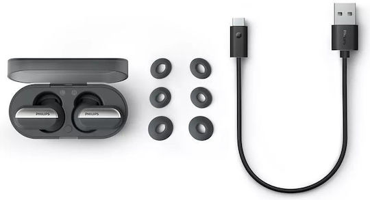 Philips TAT6908 In-ear Bluetooth Handsfree Ακουστικά με Αντοχή στον Ιδρώτα και Θήκη Φόρτισης Μαύρα