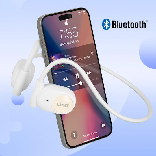 LinQ R208 Open Ear Bluetooth Handsfree Ακουστικά με Αντοχή στον Ιδρώτα Λευκά