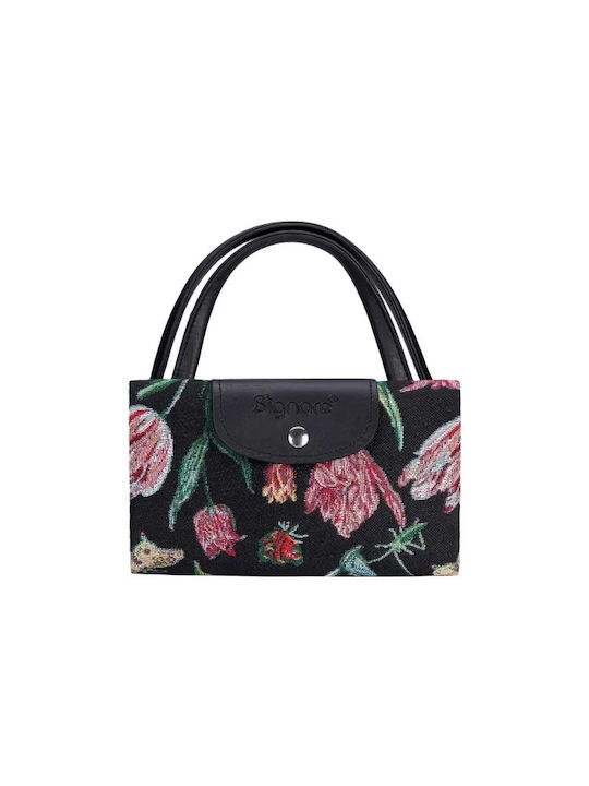 Signare Tulip Black Γυναικεία Τσάντα Shopper Ώμου Μαύρη