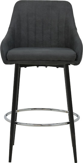 Scaune Bar cu spătar Tapițat cu Țesătură Patrin Anthracite, Black Shade 49x48x43buc