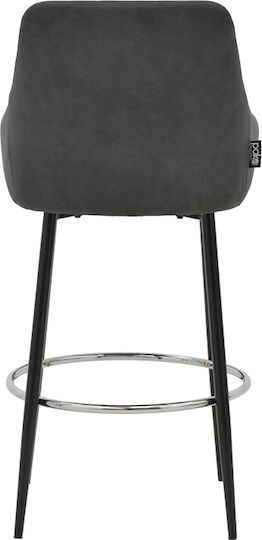 Scaune Bar cu spătar Tapițat cu Țesătură Patrin Anthracite, Black Shade 49x48x43buc