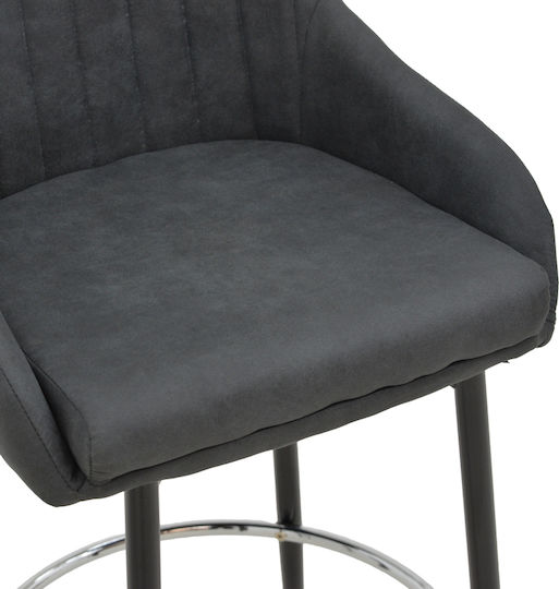 Scaune Bar cu spătar Tapițat cu Țesătură Patrin Anthracite, Black Shade 49x48x43buc