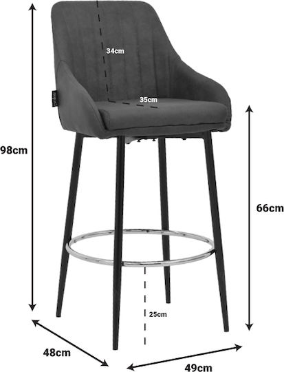 Scaune Bar cu spătar Tapițat cu Țesătură Patrin Anthracite, Black Shade 49x48x43buc