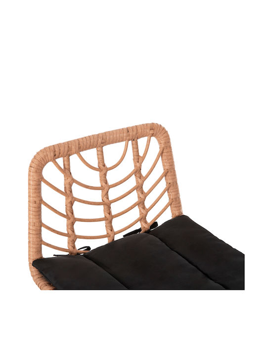 Hocker für Bar Für den Außenbereich Rattan Gerald mit Kissen Black, Beige 1Stück 49x50x101cm