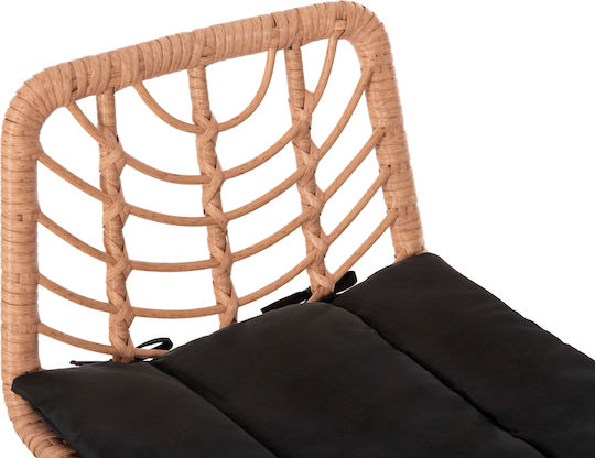 Hocker für Bar Für den Außenbereich Rattan Gerald mit Kissen Black, Beige 1Stück 49x50x101cm