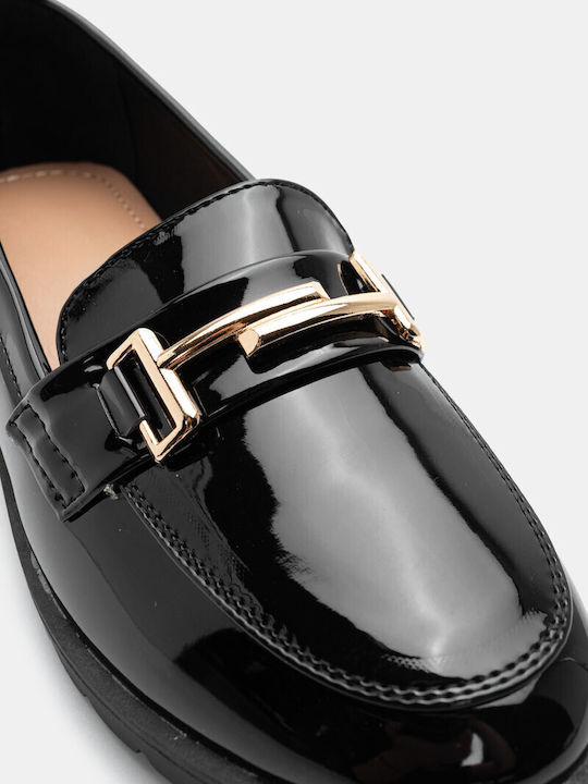 Alta Moda Patent Leather Women's Loafers in Black Color