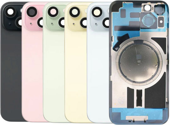 Πίσω Γυαλί Ατσάλινη Πλάκα Μαγνήτες Magsafe & Camera Lens Iphone 15 Plus Pink
