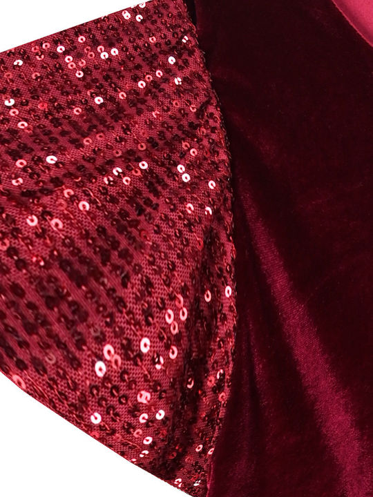 Girls Dress Short Sleeve Velvet Set with Accessories Burgundy