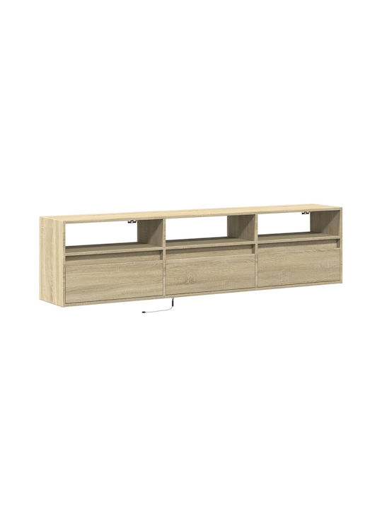 TV Stand Wooden with LED Lighting Sonoma Oak L180xW31xH45cm