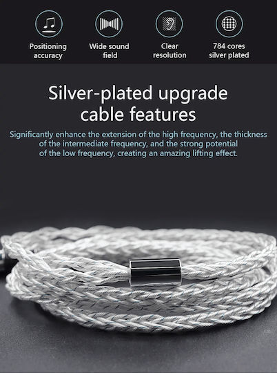 Silver Blue Cable Kz Replacement Cable for Kz Earphones