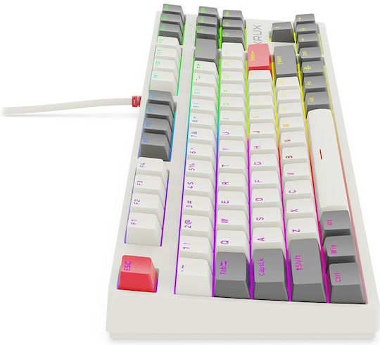 Krux PRO RGB Гейминг Механична Клавиатура с Gateron Yellow Превключватели и RGB Осветление Английски (САЩ) Бяла