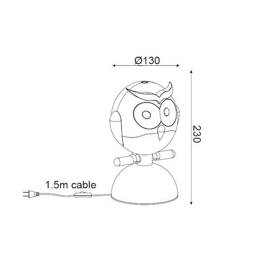 Aca Kids Portable Lamp Owl Brown 13x13x23εκ.