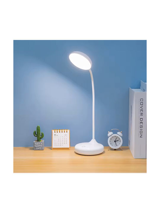 Keskor Rechargeable LED Office Lamp with Flexible Arm in White Color