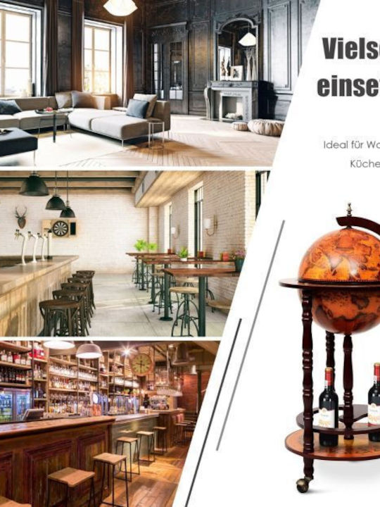 Wooden Globe Bar Wine Cabinet 88 Cm X 45 Cm X 45 Cm Costway Hw47195