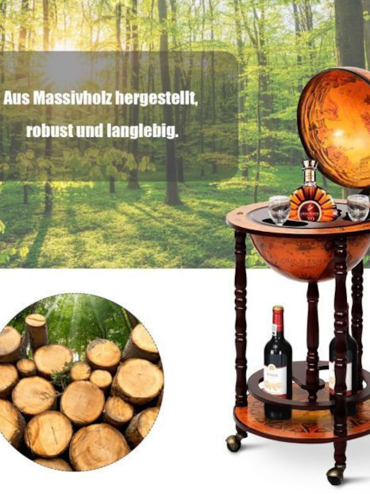 Wooden Globe Bar Wine Cabinet 88 Cm X 45 Cm X 45 Cm Costway Hw47195