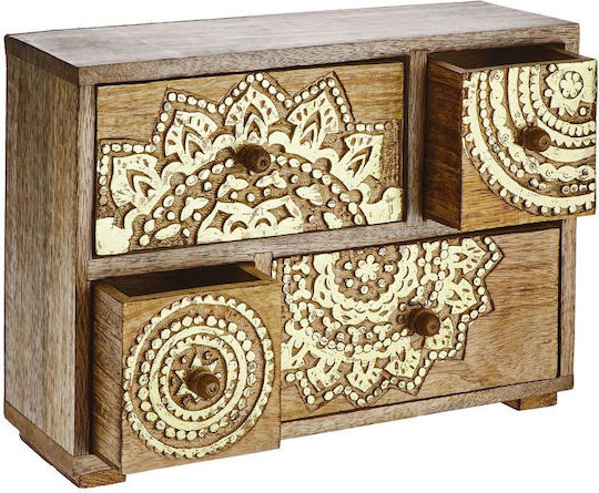 Cutie Decorativă Bali Dulap Lemn de Mango H22cm Auriu Auriu Lemn de Mango Lungime 29 X Lățime 22 X Înălțime 11 Cm