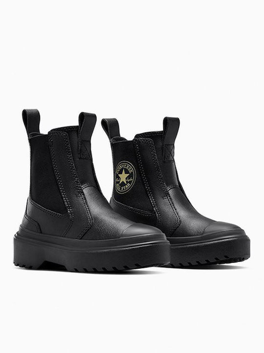 Lederne Kinderstiefeletten Schwarz