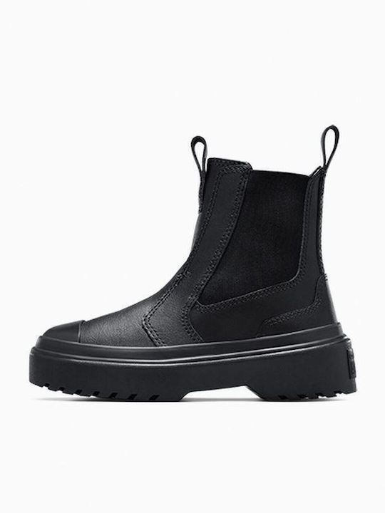 Lederne Kinderstiefeletten Schwarz