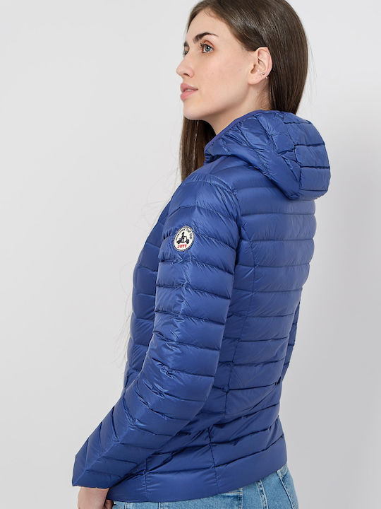 Jott Cloe Women's Short Puffer Jacket Waterproof and Windproof for Winter Blue