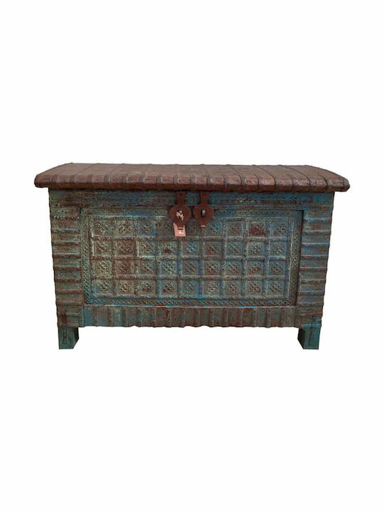 Alexandra House Living Wooden Decorative Trunk Blue 44cm