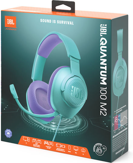 JBL Quantum 100M2 Over Ear Gaming Headset With 3.5 mm Connectivity Blue