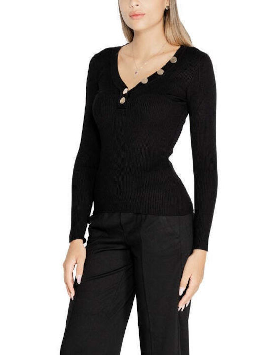 Morgan Winter Women's Blouse Long Sleeve with V Neckline Black