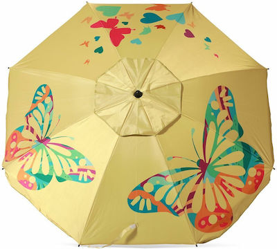 Folding Beach Umbrella Aluminum Diameter 1.8m with UV Protection Yellow UPF 50+