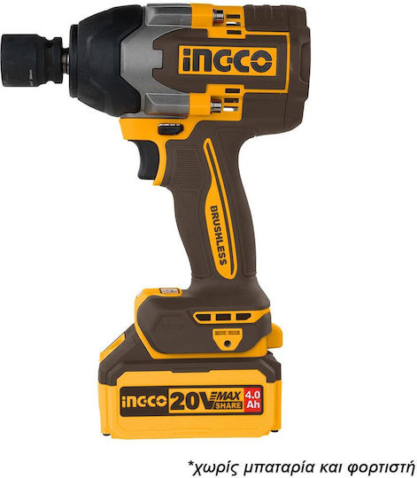 Ingco Brushless Impact Wrench Battery 20V Solo with Socket 1/2"