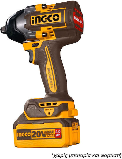 Ingco Brushless Μπουλονόκλειδο Μπαταρίας 20V Solo με Υποδοχή 1/2"