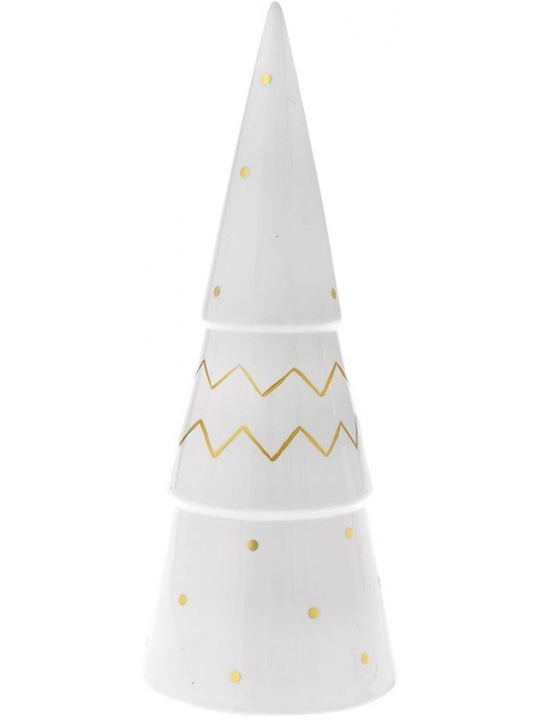 Christmas Decorative Ceramic Tree Cone 34cm White Σχημα Δεντρου