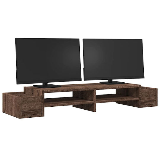 vidaXL Stand Desk Mounted for 2 Monitors Brown Oak Brown (854694)